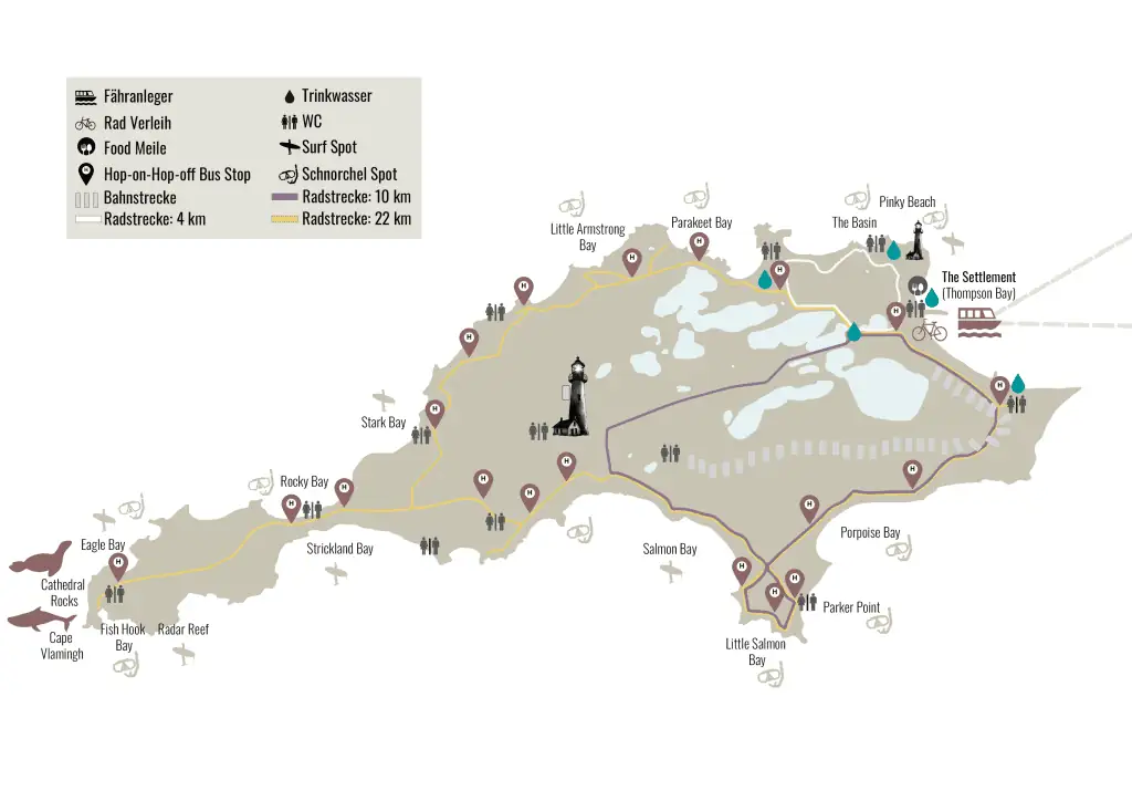 Rottnest Island Karte der Highlights