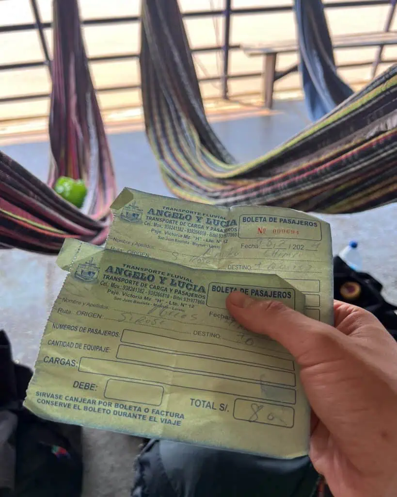 Tickets für das Frachtschiff nach Peru