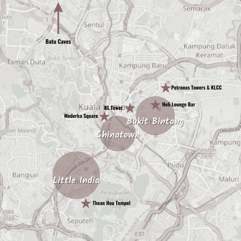 Kuala Lumpur Sehenswürdigkeiten Karte