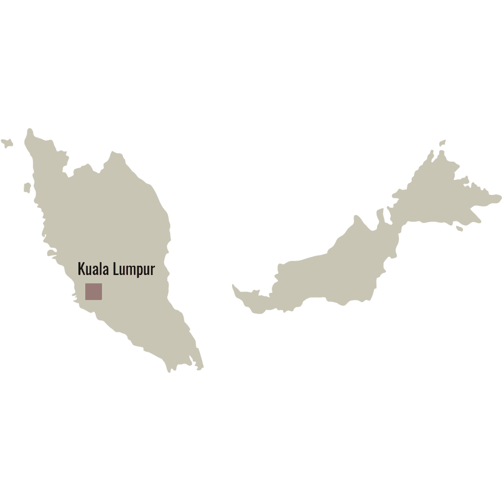 Malaysia Karte mit Hauptstadt Kuala Lumpur