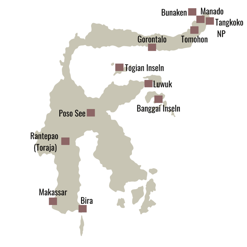 Sulawesi Karte Sehenswürdigkeiten