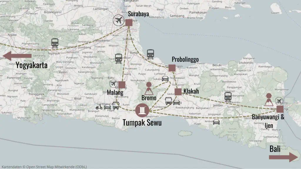 Anreise zum Tumpak Sewu auf Java Indonesien