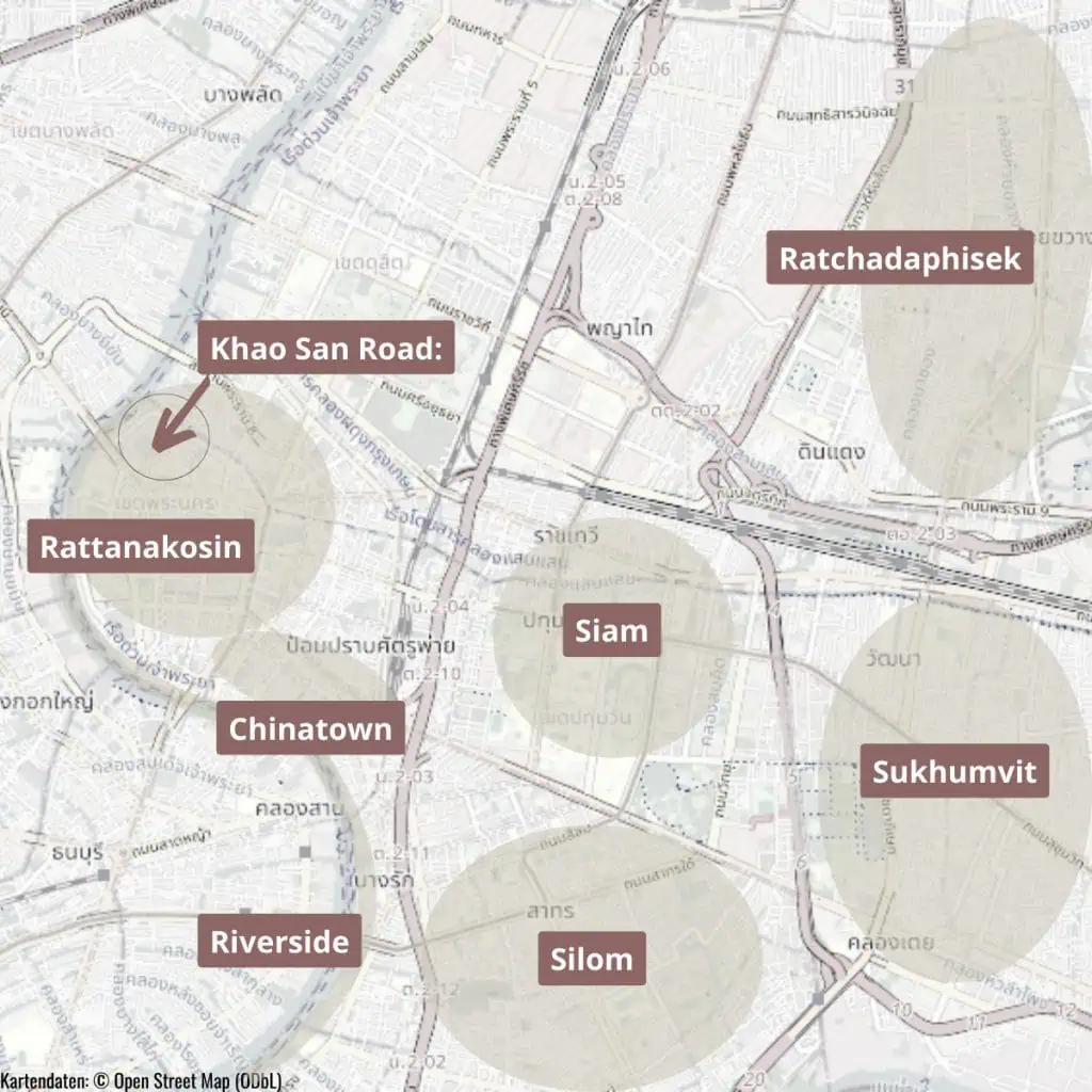 Übersicht über die Stadtteile in Bangkok