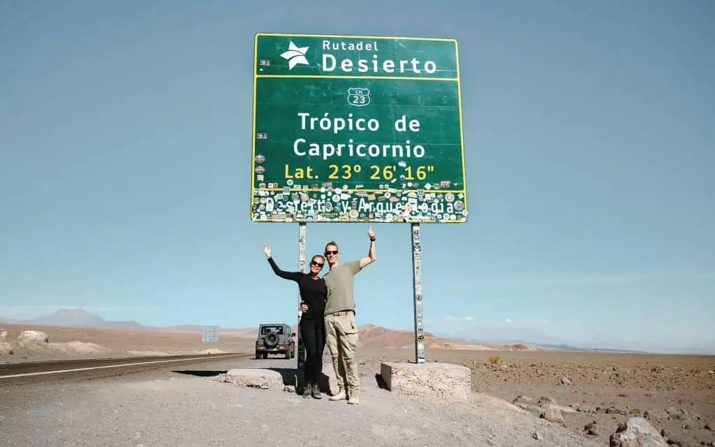 Südlicher Wendekreis Schild Roadtrip durch die Atacama Wüste