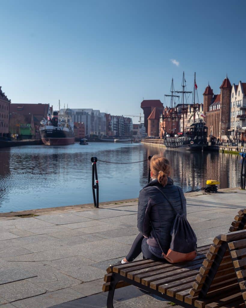 Uferpromenade entlang der Mottlau in der Altstadt von Danzig