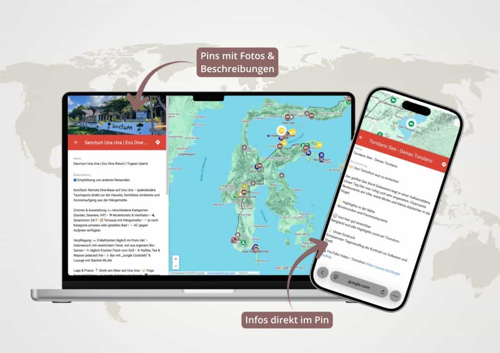 Sulawesi Google Maps Karte mit Hotels und Tipps